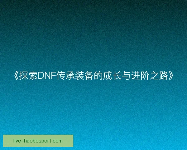 《探索DNF传承装备的成长与进阶之路》